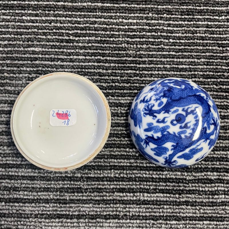 清晚期 青花云龙纹小印泥盒 - 图5