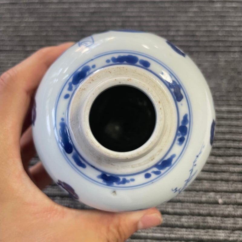 清康熙 青花仕女图小罐 - 图12