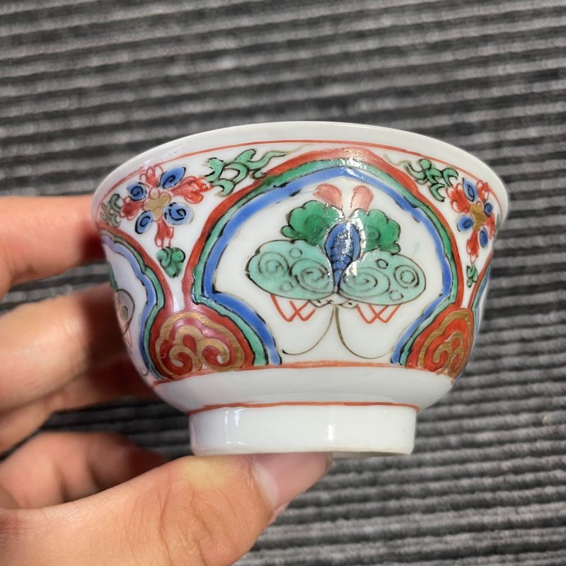 清康熙 五彩碟纹杯碟一套 - 图9