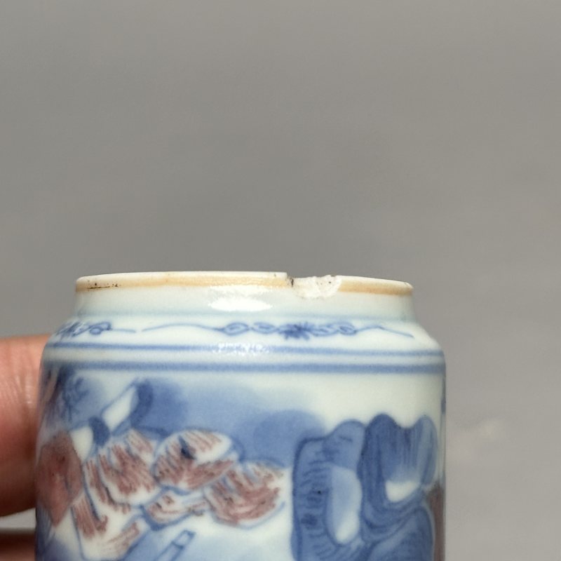 清中期 青花釉里红西游记图鼻烟壶 - 图8