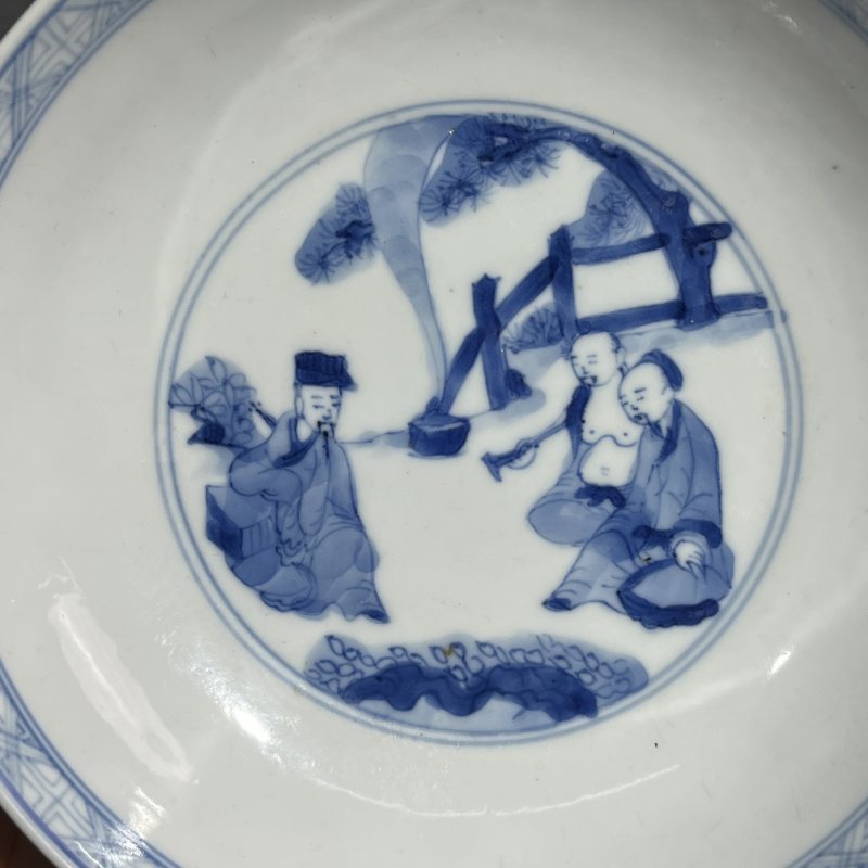 清康熙青花人物盘一对 - 图12