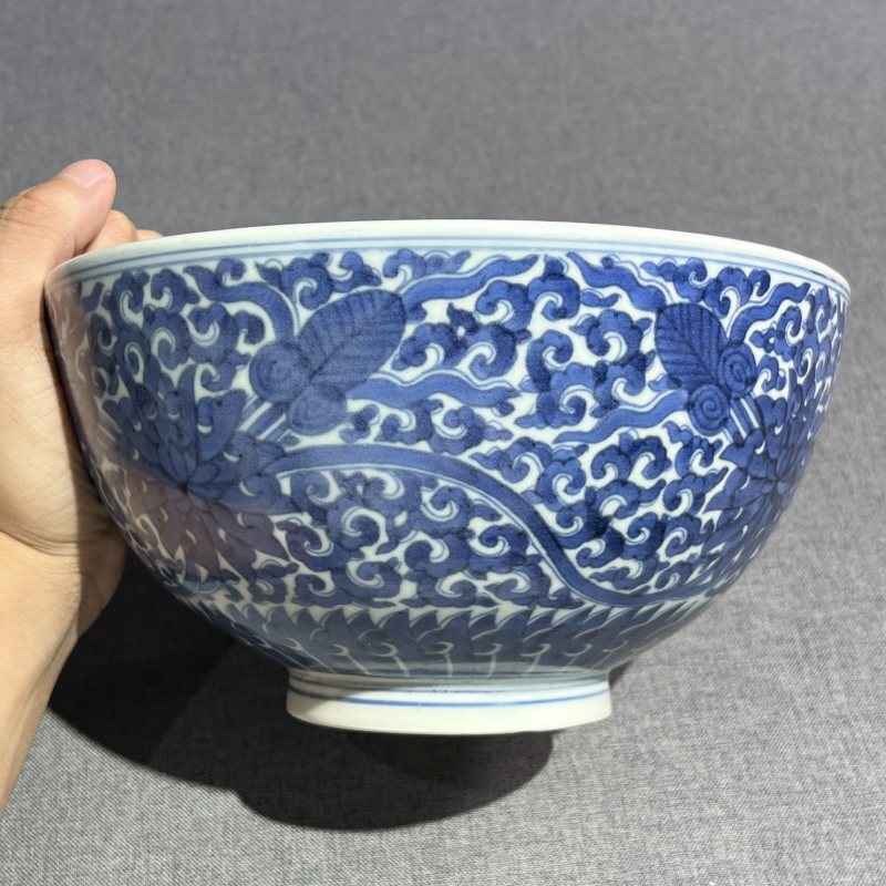 清晚期青花花卉大碗 - 图5