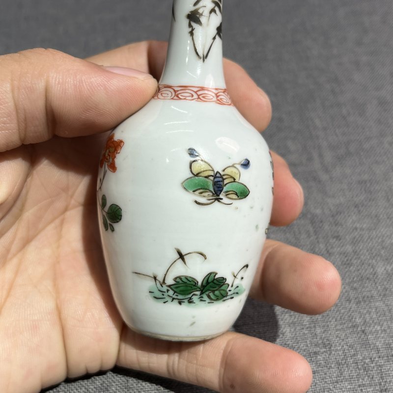 清康熙五彩花卉摇铃尊 - 图7