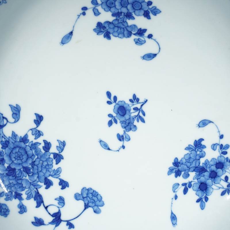清光绪青花花卉纹盘 - 图2