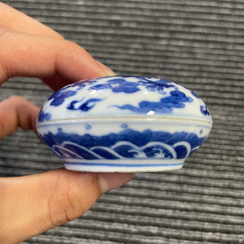 清晚期 青花云龙纹小印泥盒 - 图10
