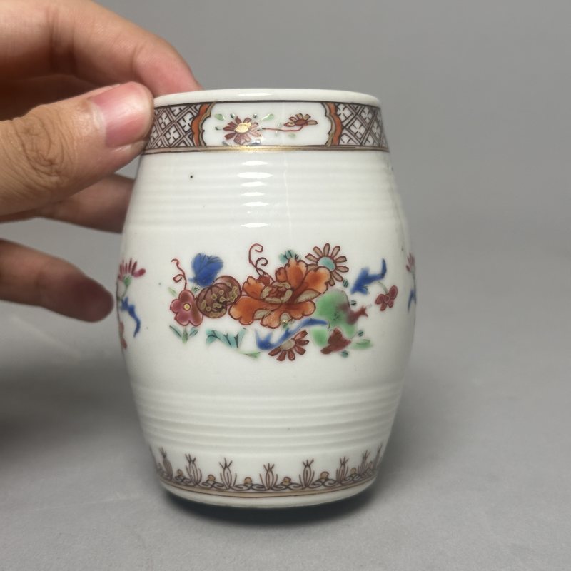 清乾隆 粉彩花卉把杯 - 图4