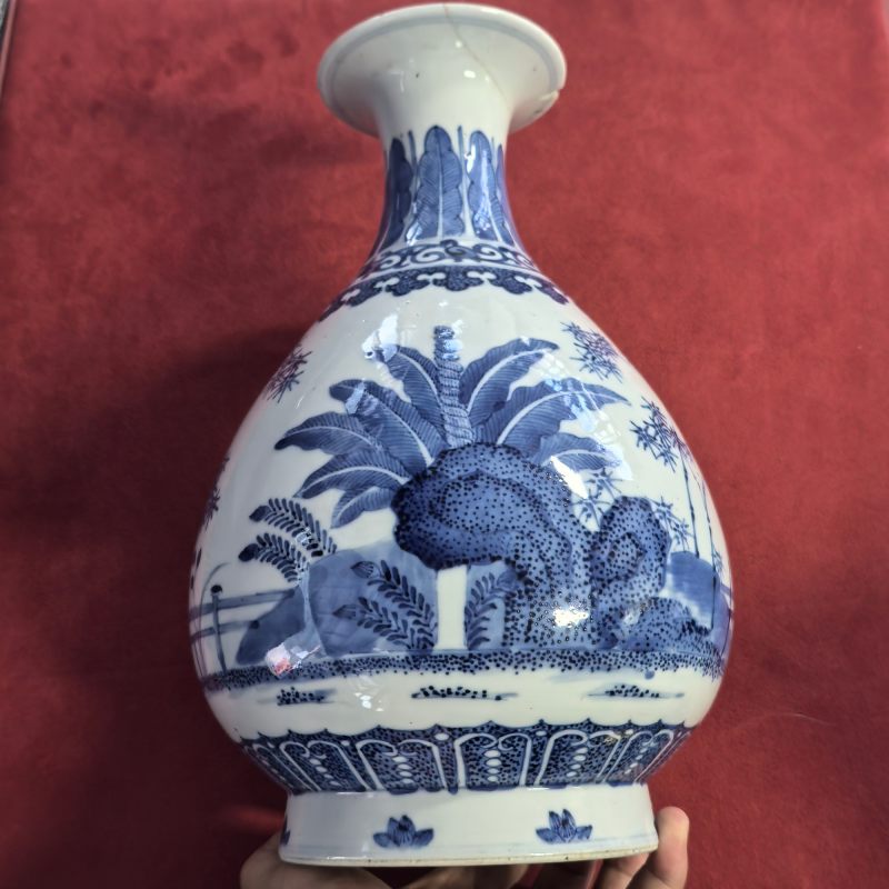 清晚期 青花竹石芭蕉玉壶春瓶 - 图6