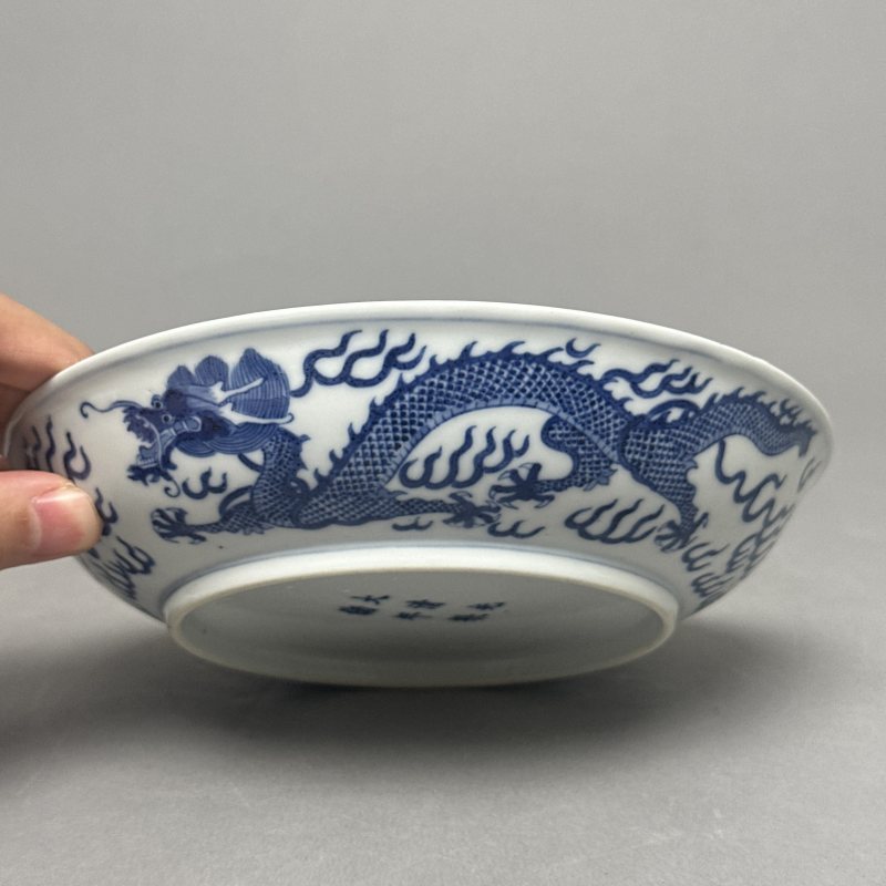 清光绪 青花龙纹盘一对 - 图19