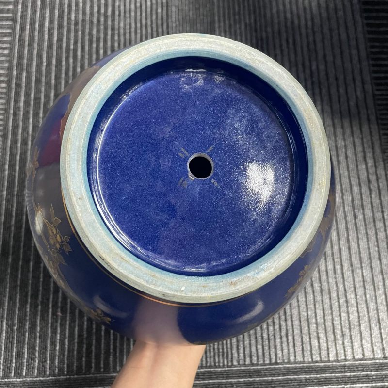 清光绪 霁蓝描金花鸟纹赏瓶 - 图10