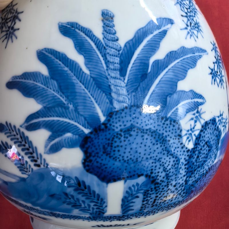 清晚期 青花竹石芭蕉玉壶春瓶 - 图8