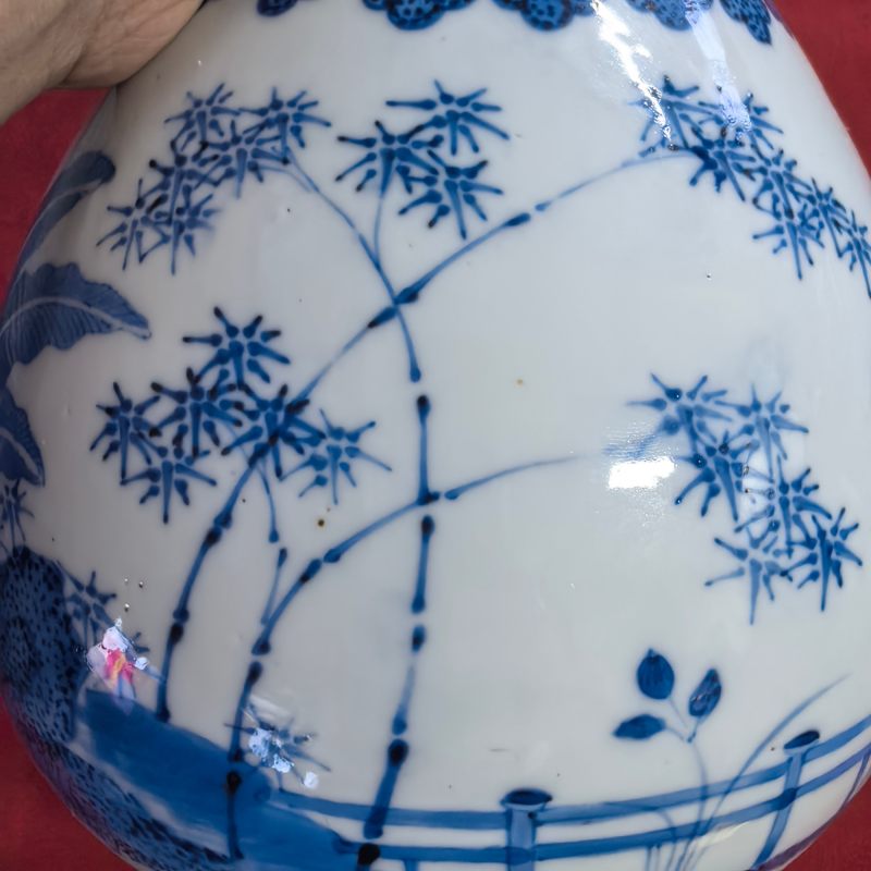 清晚期 青花竹石芭蕉玉壶春瓶 - 图9