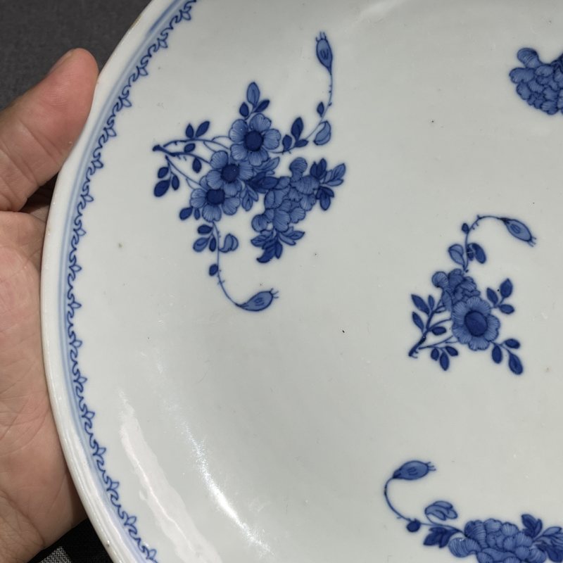 清光绪青花花卉纹盘 - 图6