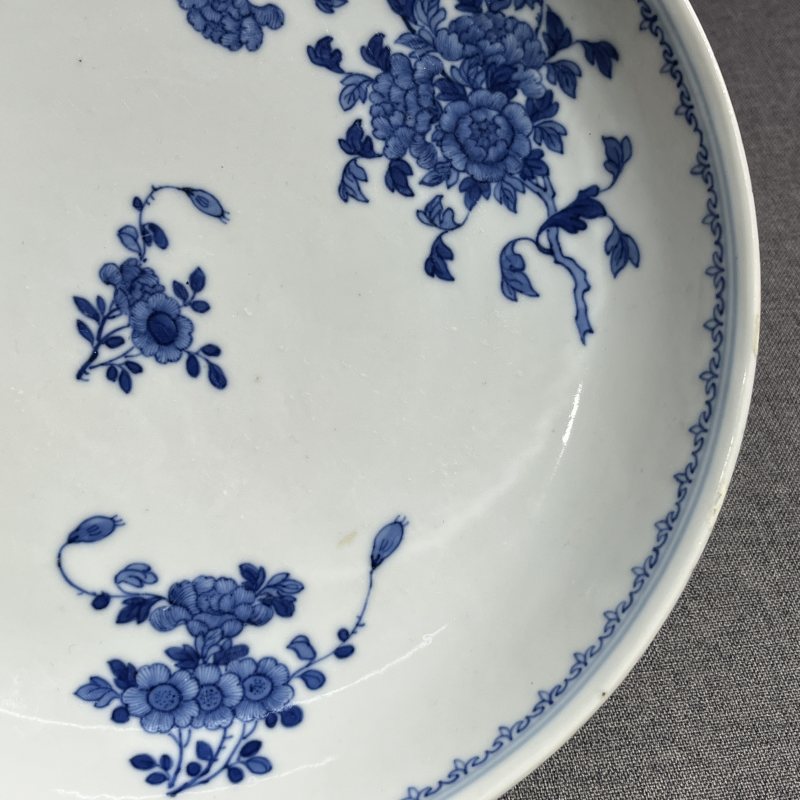 清光绪青花花卉纹盘 - 图7