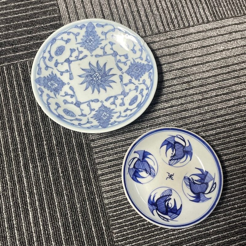 清 青花缠枝莲纹、团凤纹盘两只 - 图3