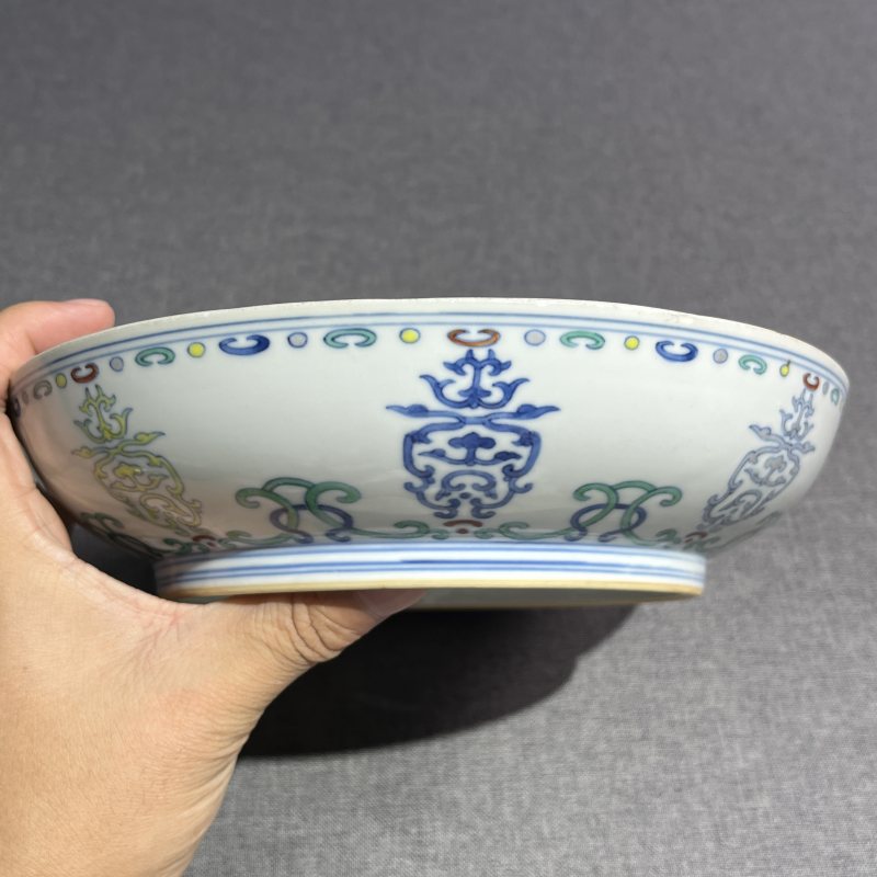 清乾隆斗彩寿字纹盘 - 图7