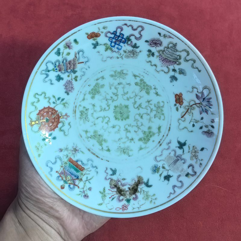 清光绪 粉彩八宝纹盘 - 图4
