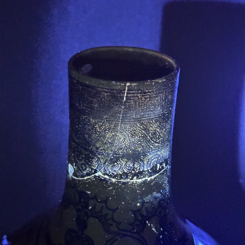 清光绪 黄地墨彩万福纹天球瓶 - 图9