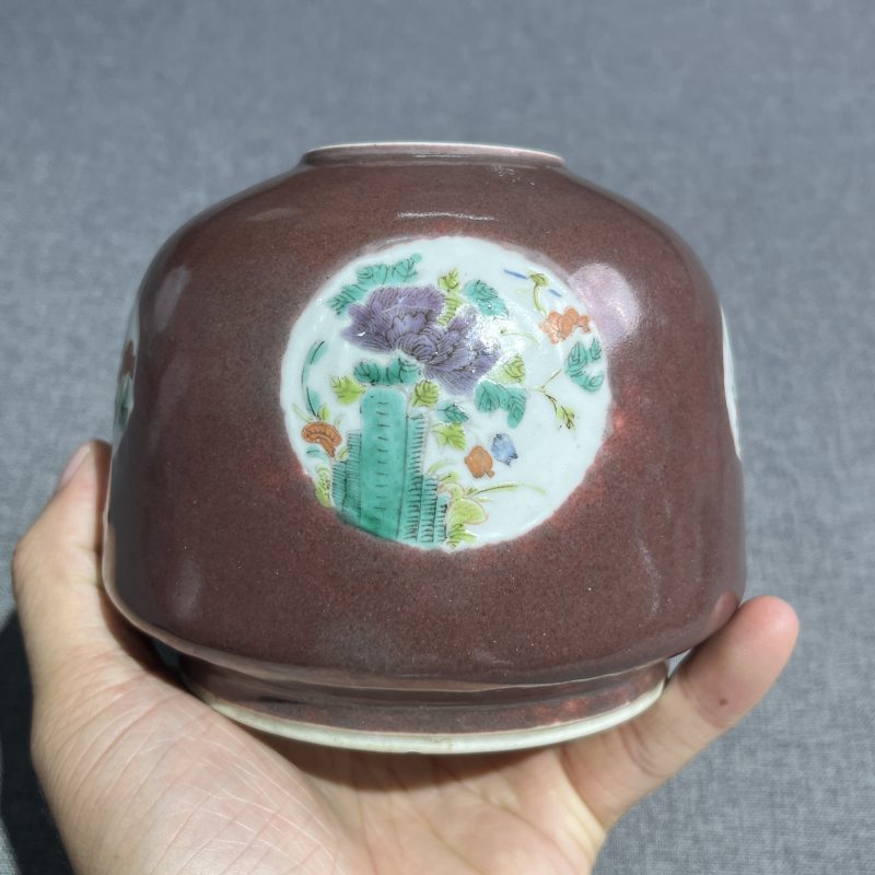 清粉彩花卉马蹄尊 - 图4