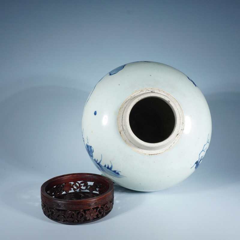 清顺治青花牧牛图罐 - 图2