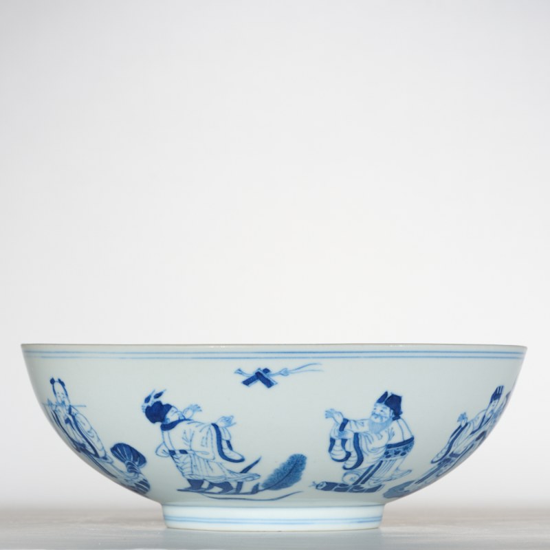 清道光 青花八仙大碗 - 图1