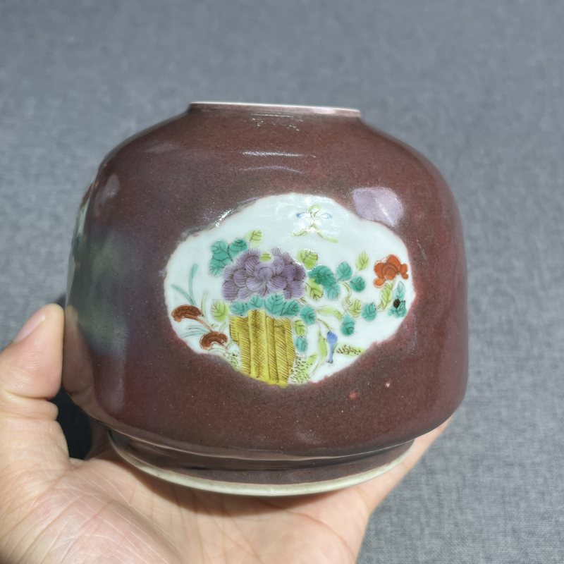 清粉彩花卉马蹄尊 - 图5