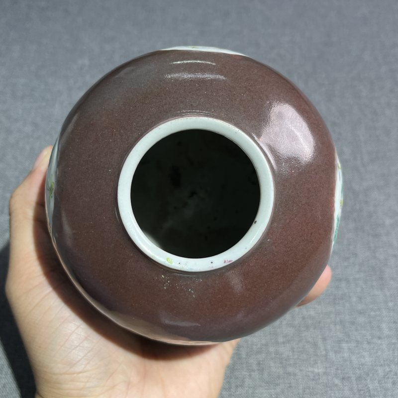 清粉彩花卉马蹄尊 - 图6