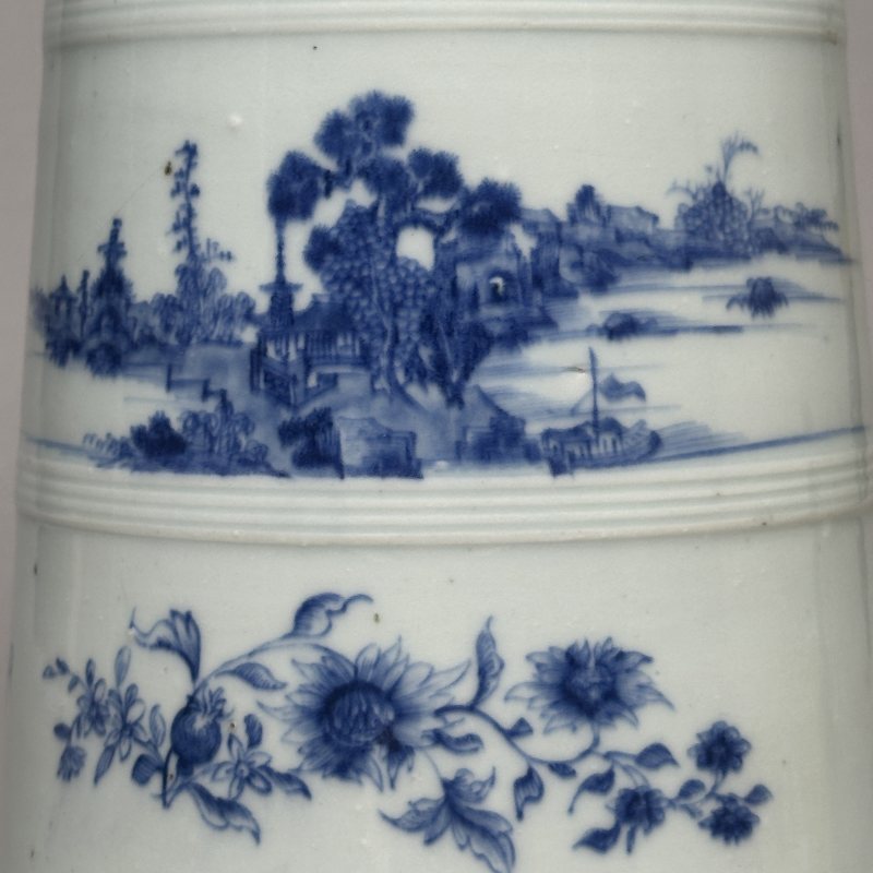 清乾隆 青花山水纹冰桶 - 图4