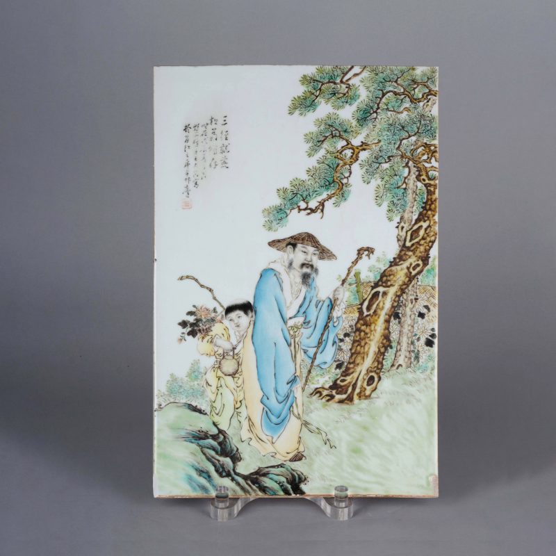 民国 粉彩人物图瓷板