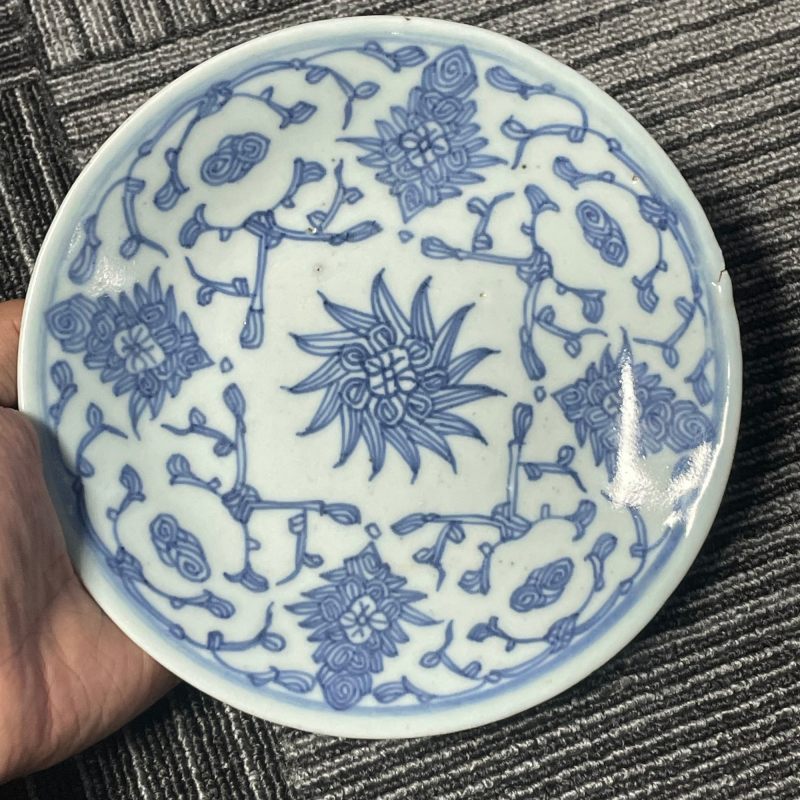 清 青花缠枝莲纹、团凤纹盘两只 - 图8
