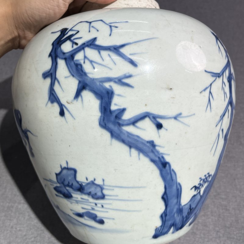 清顺治青花牧牛图罐 - 图6