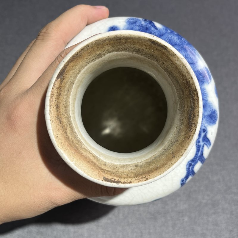 清中期浆胎松鹤延年筒瓶 - 图8