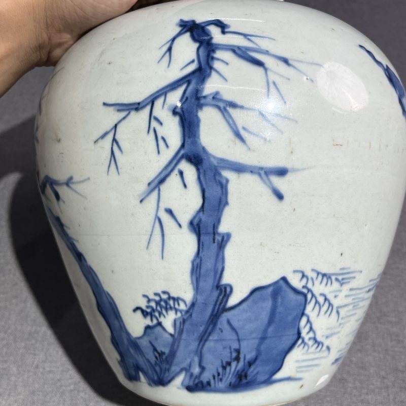 清顺治青花牧牛图罐 - 图7