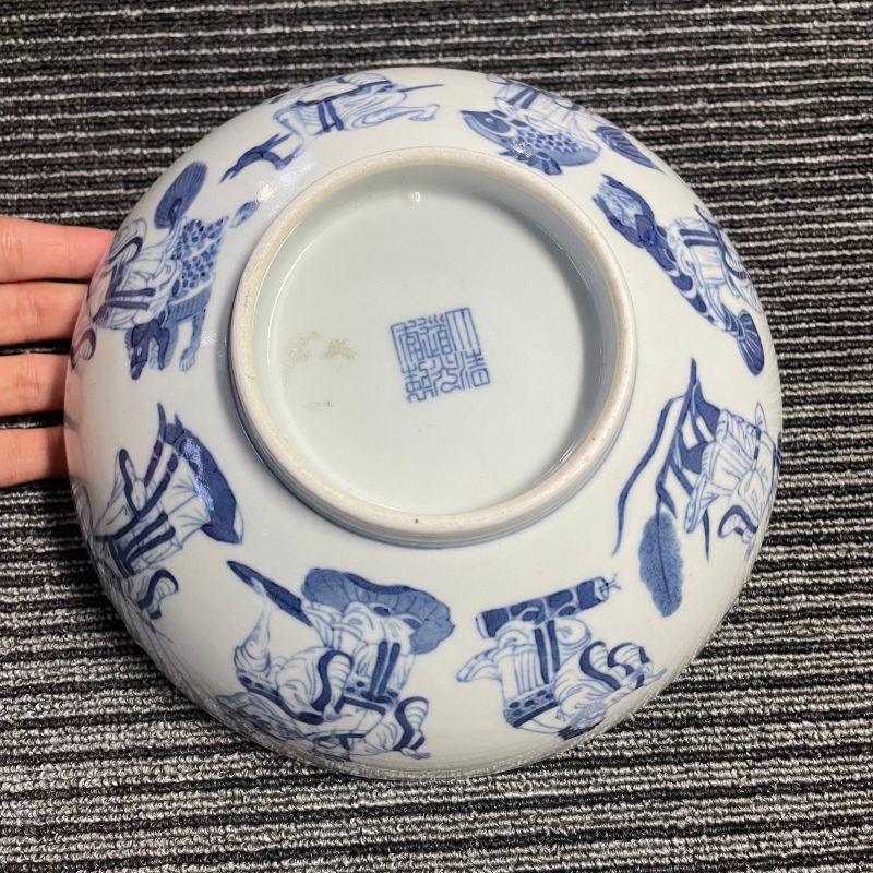 清康熙 青花仕女图盘 - 图7