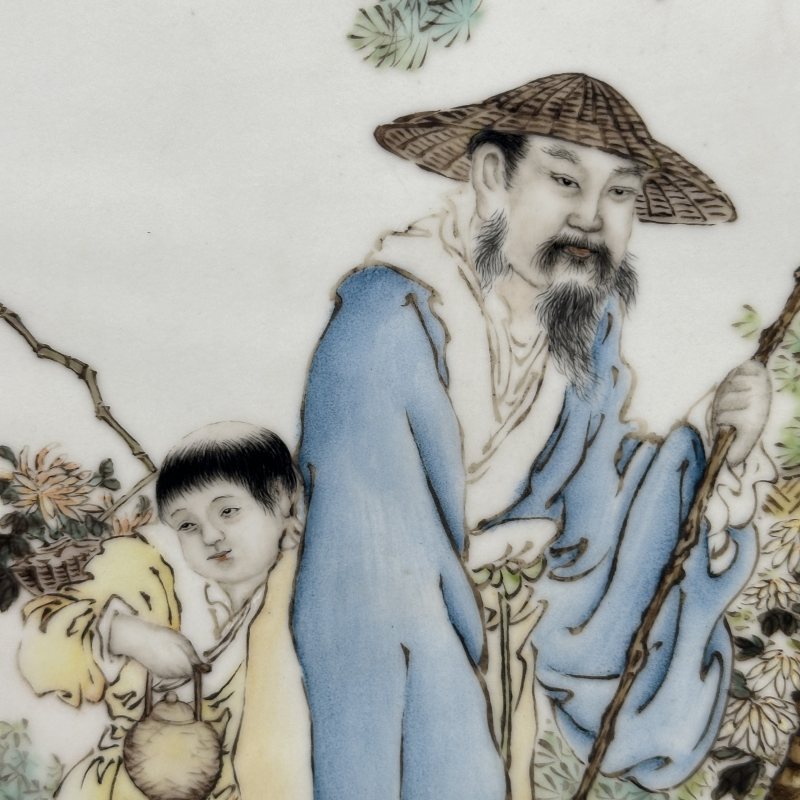 民国 粉彩人物图瓷板 - 图3