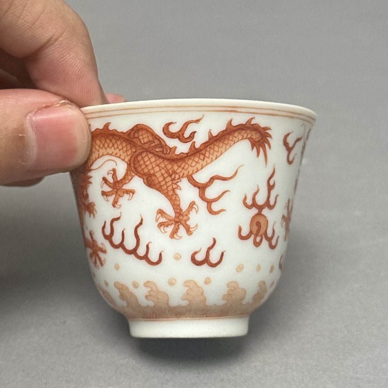 清光绪 矾红龙纹杯 - 图5