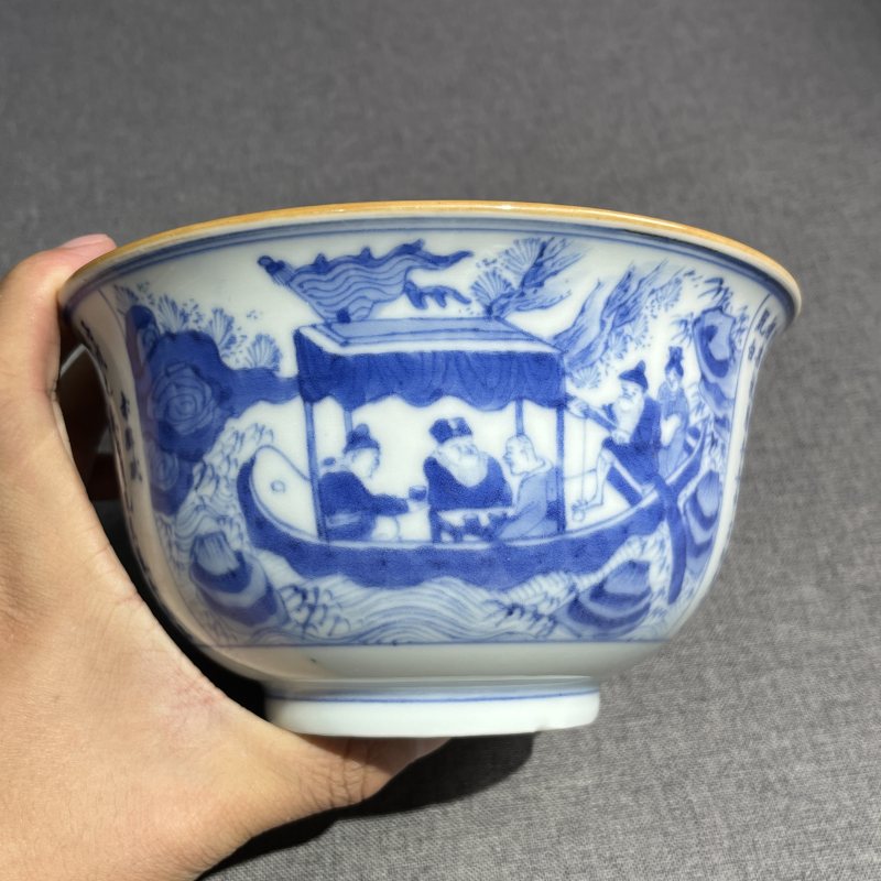 清青花赤壁赋诗文碗 - 图7