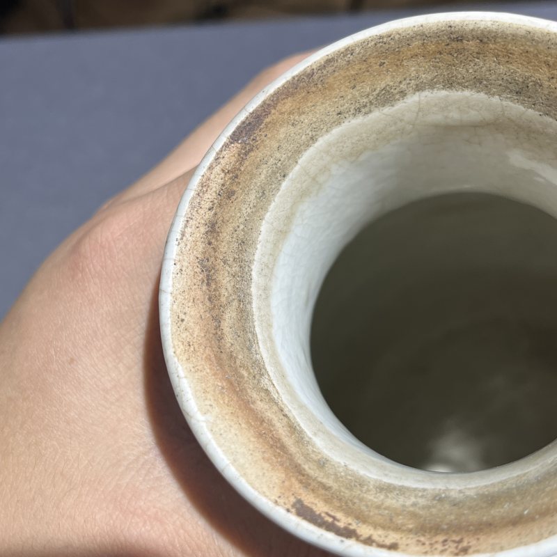 清中期浆胎松鹤延年筒瓶 - 图10