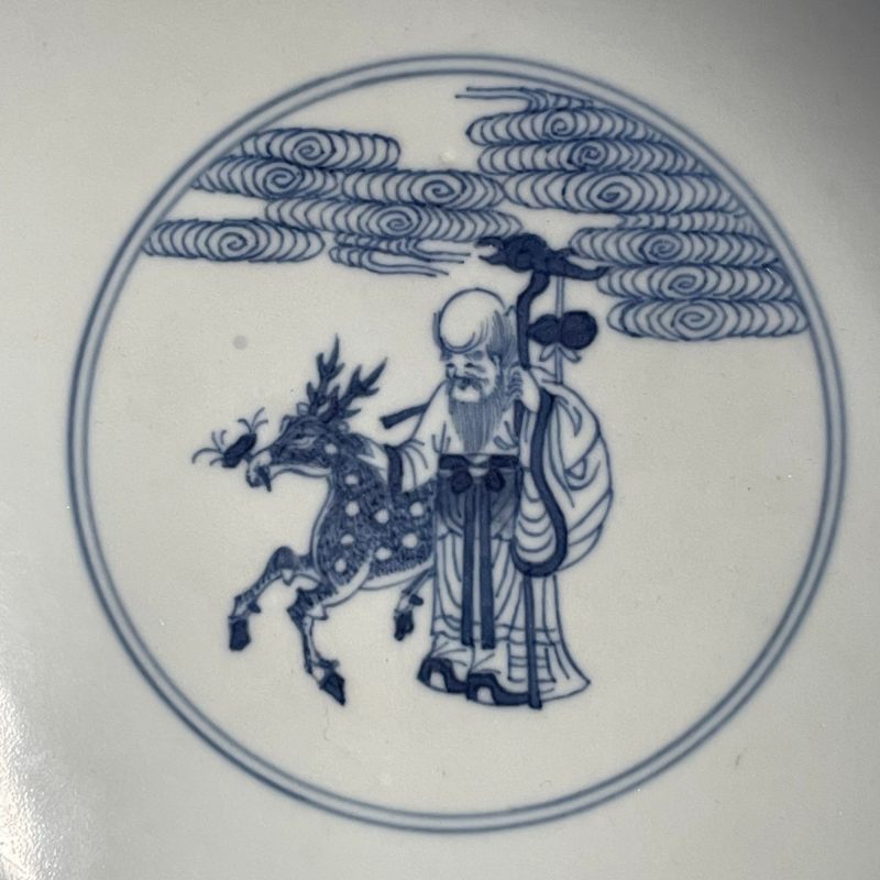 清康熙 青花仕女图盘 - 图9