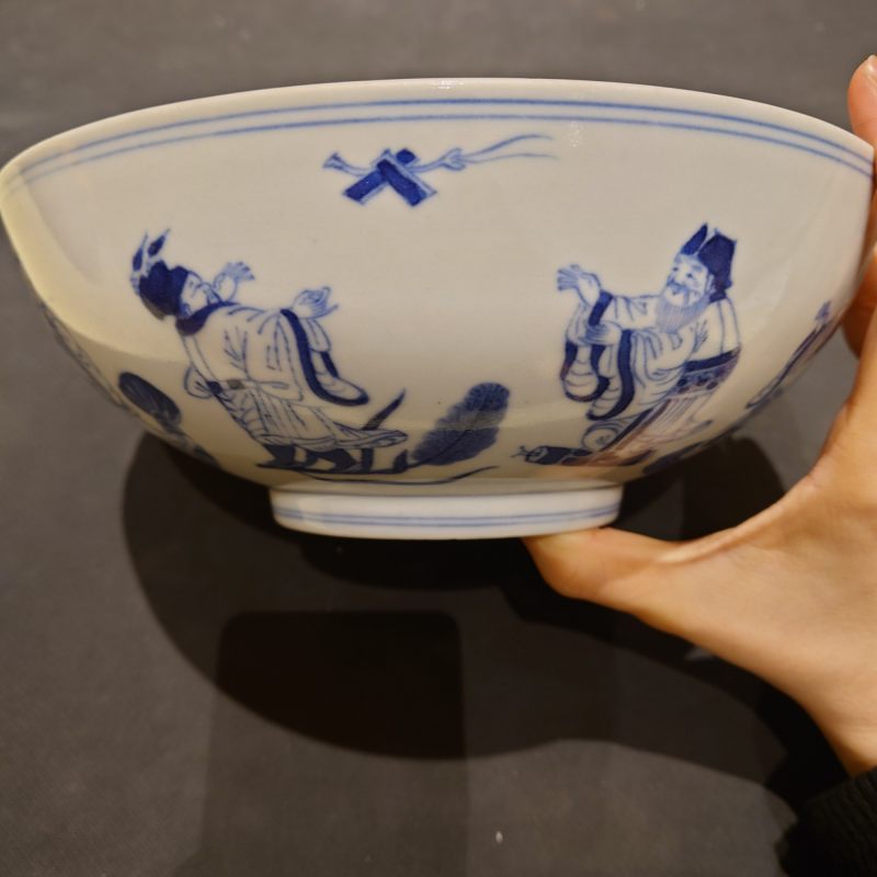 清道光 青花八仙大碗 - 图8