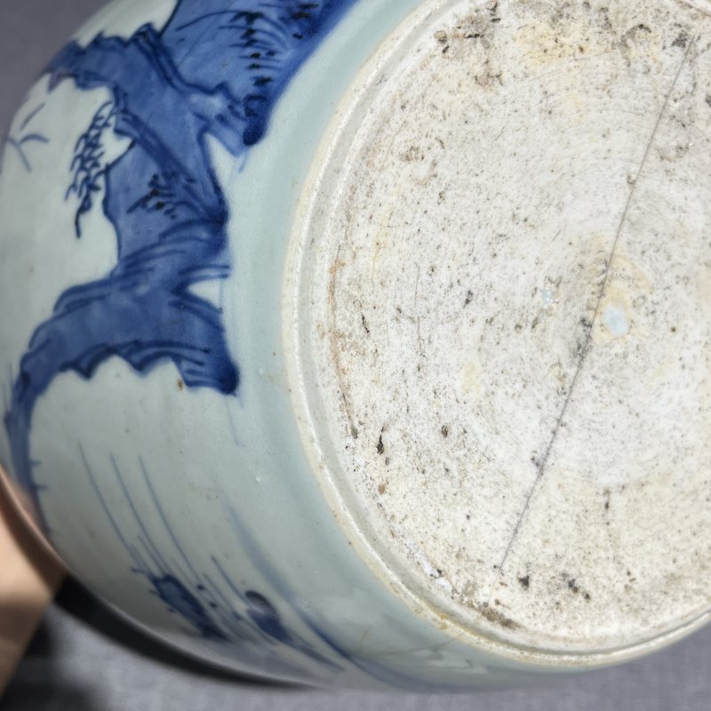 清顺治青花牧牛图罐 - 图10