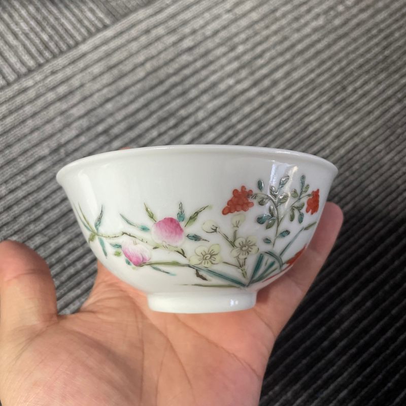 民国 粉彩灵仙祝寿图小碗一对 - 图14