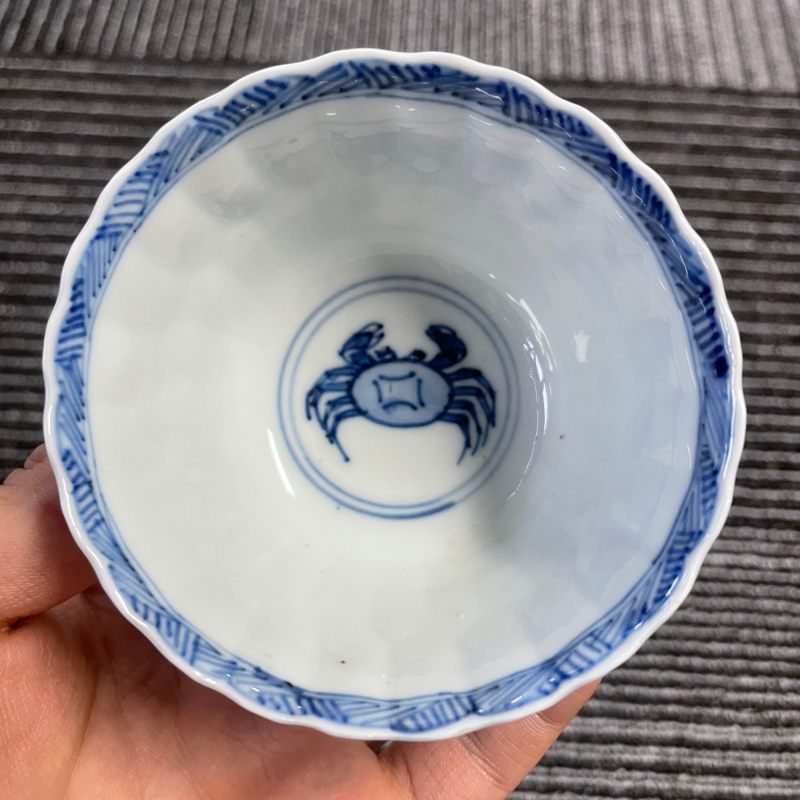 清康熙 青花鱼藻纹花口杯 - 图7
