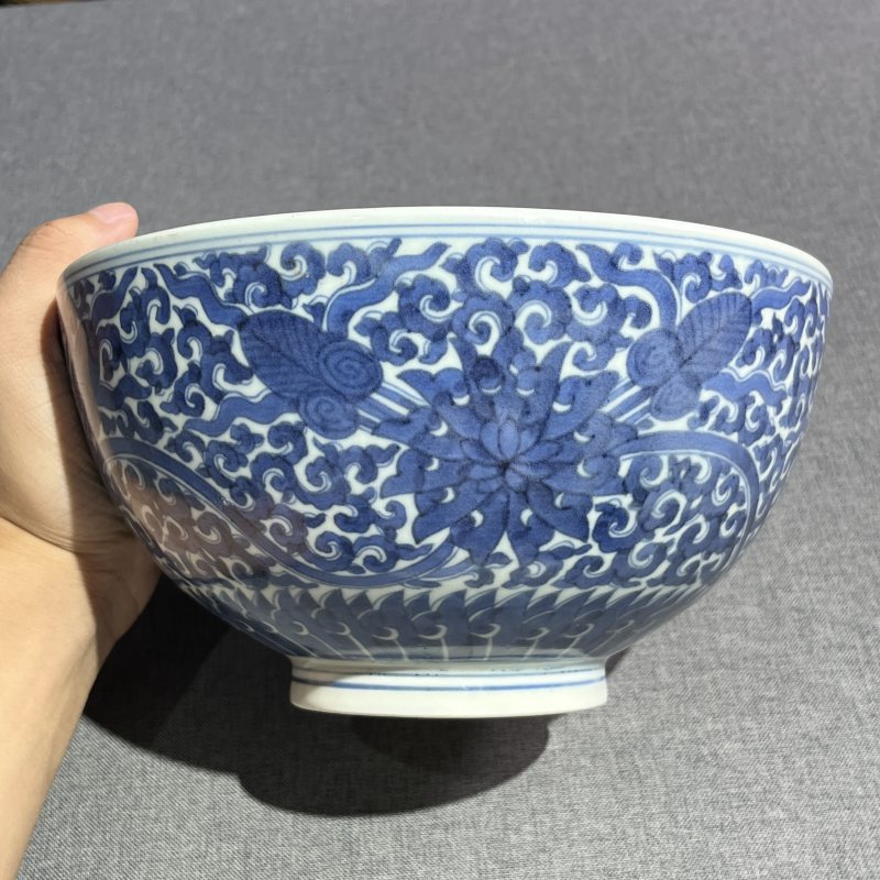 清晚期青花花卉大碗 - 图6