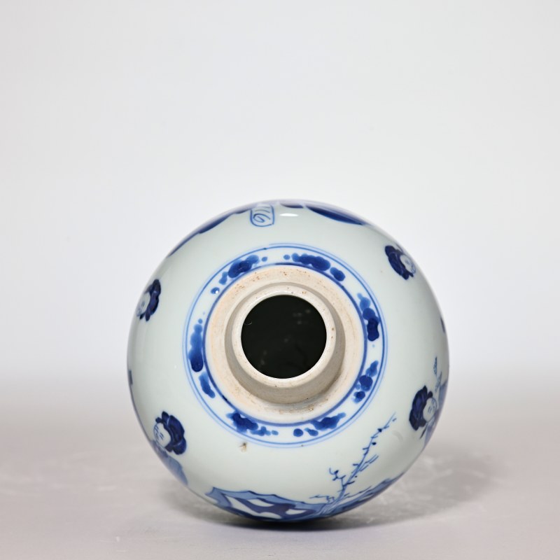 清康熙 青花仕女图小罐 - 图6