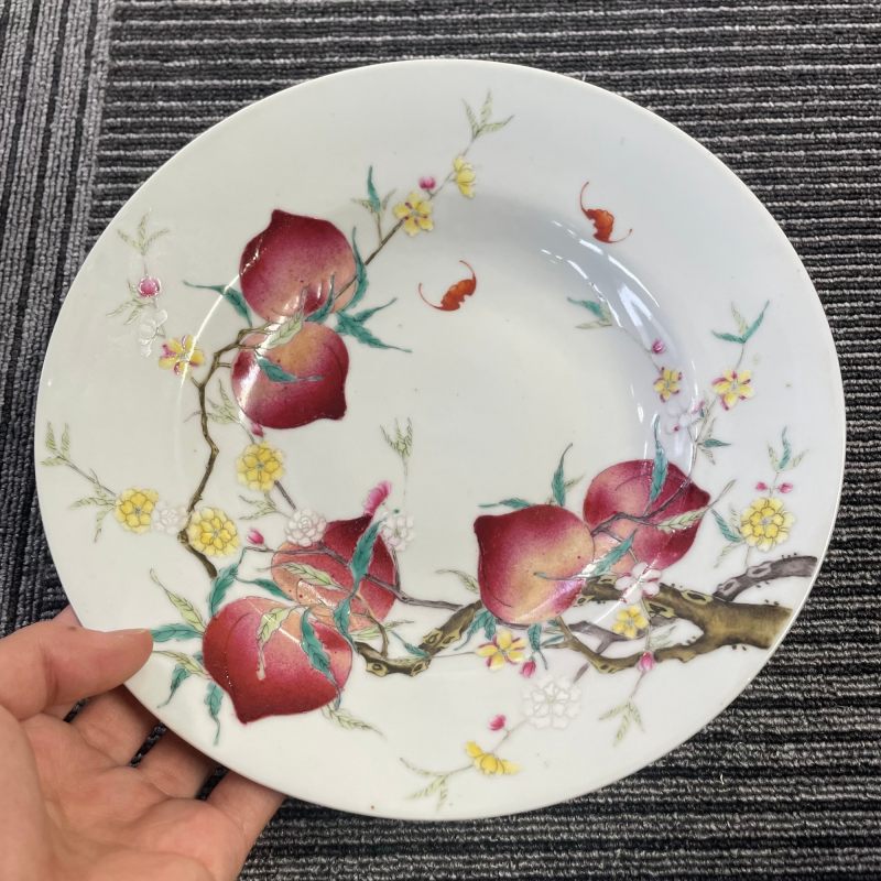 清光绪 粉彩过枝八桃纹盘一对 - 图6