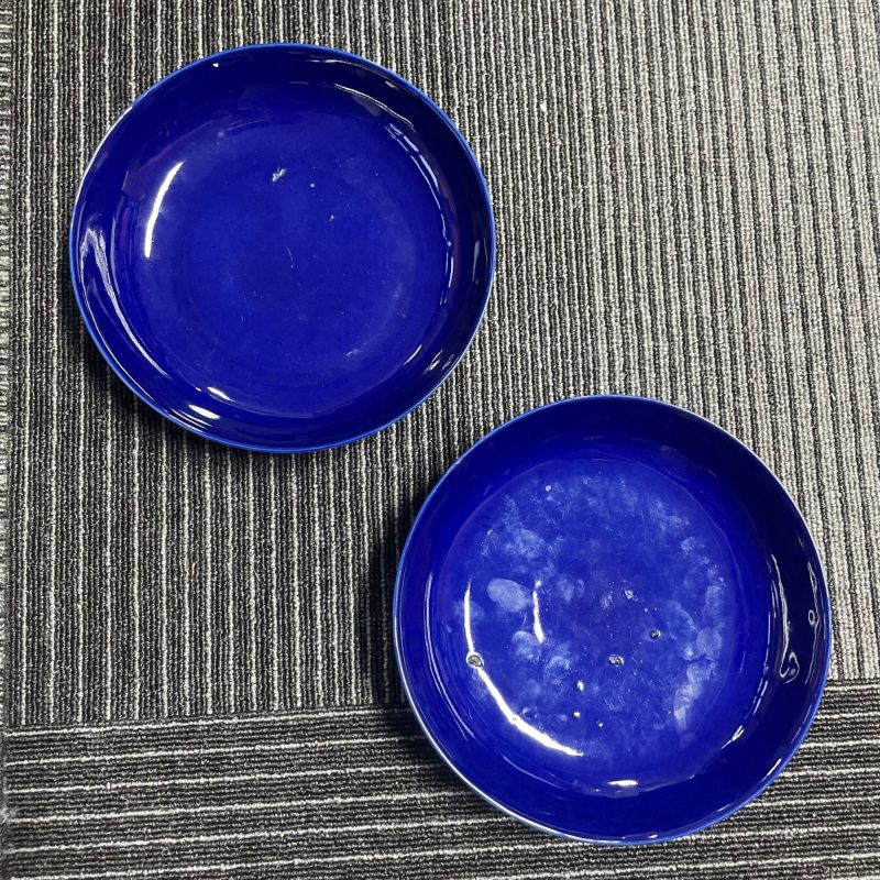 清光绪 茄皮紫釉盘一对 - 图6