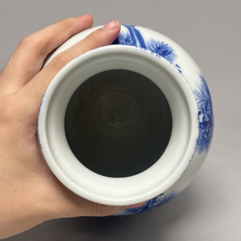 民国 青花鸳鸯图灯笼瓶 - 图6