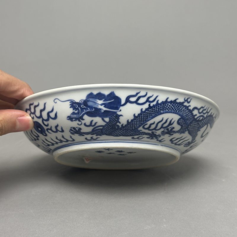 清光绪 青花龙纹盘一对 - 图4
