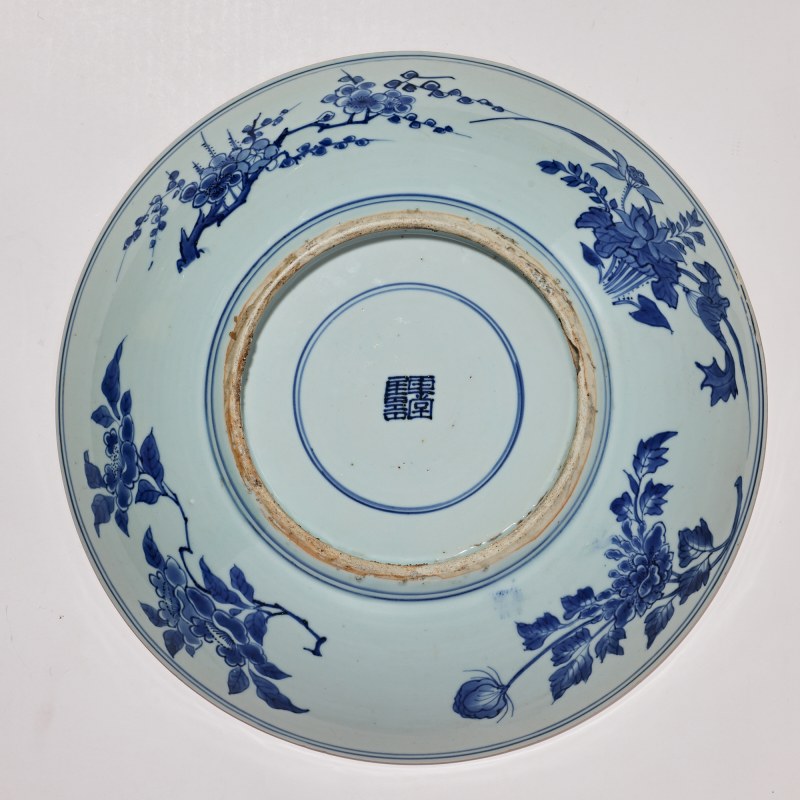 清早期 青花麒麟芭蕉图大盘 - 图3