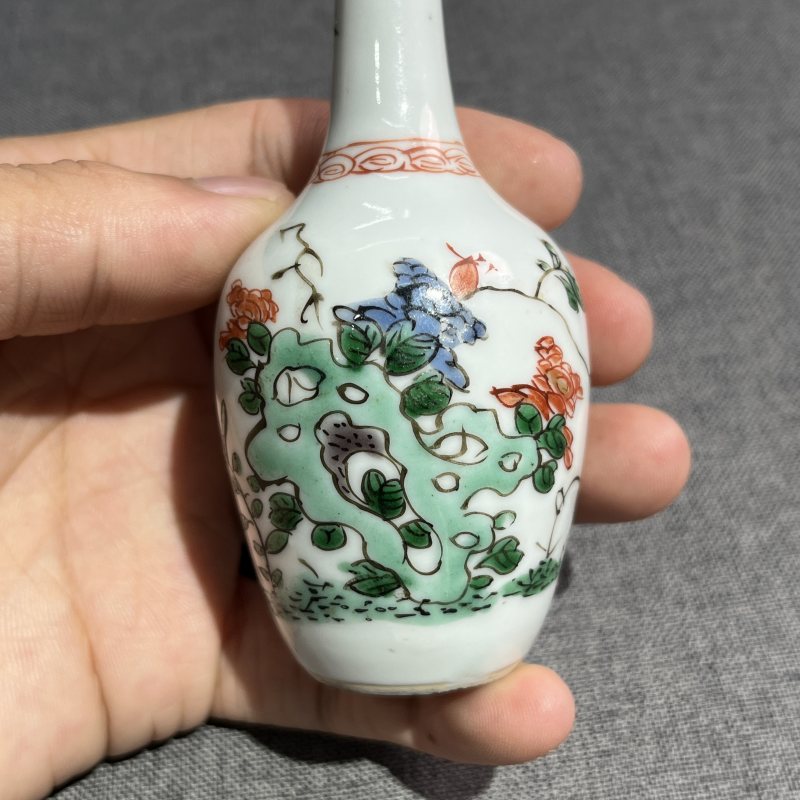 清康熙五彩花卉摇铃尊 - 图5